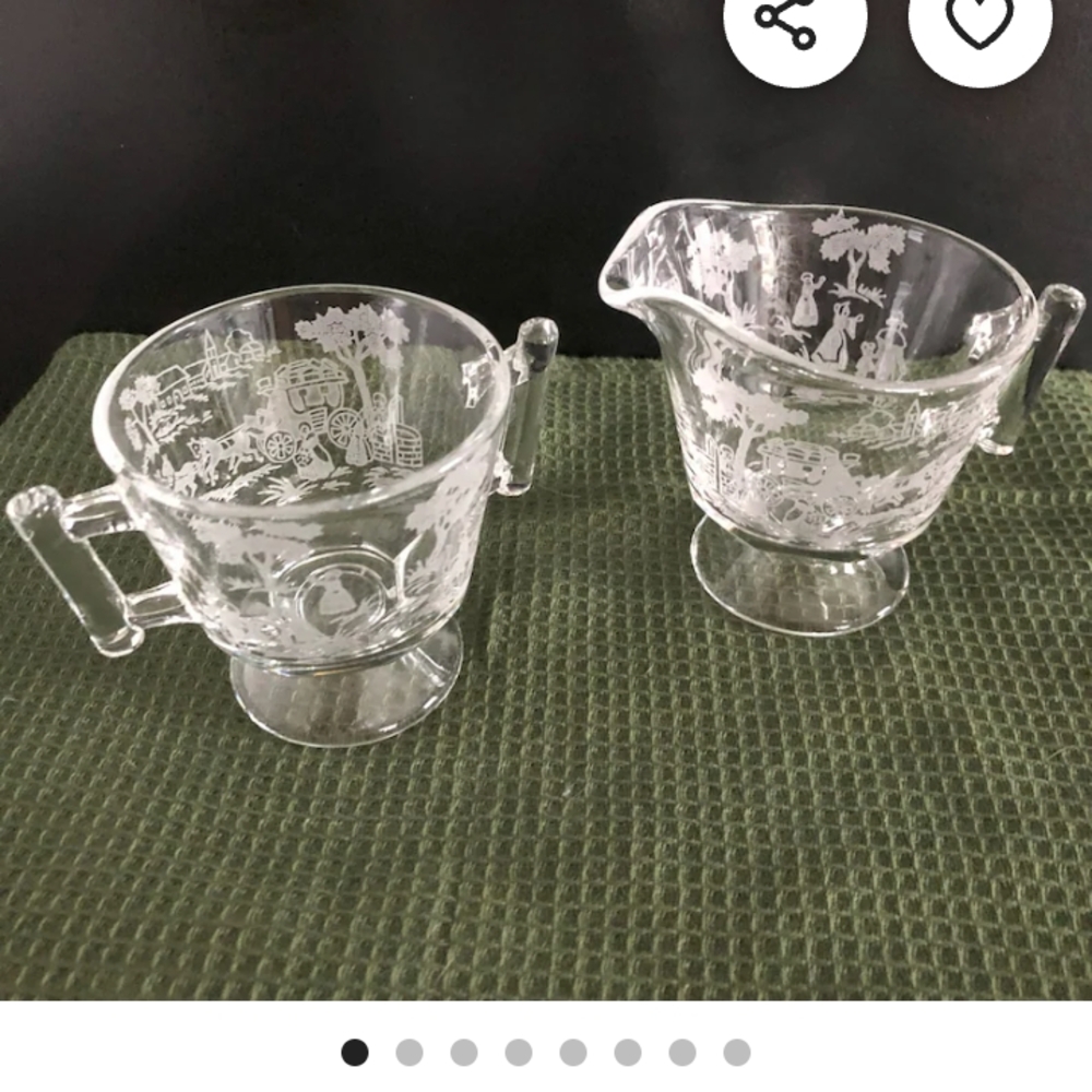 Elegant Clear Glass Creamer and Sugar Set